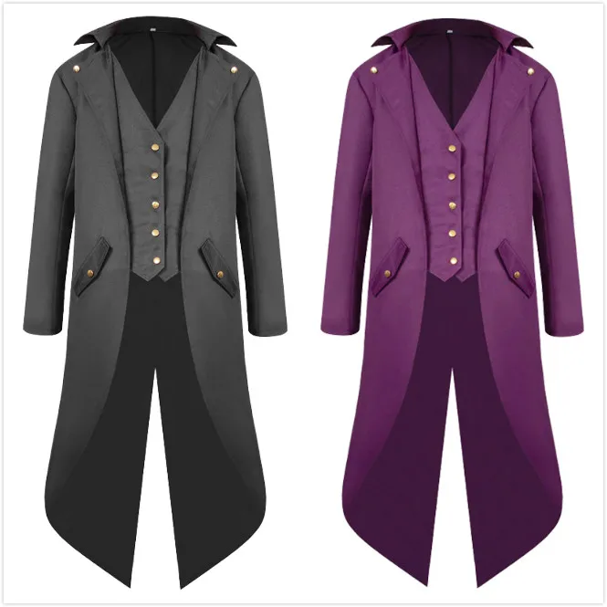 

Medieval Costume Men and Women Coat Renaissance Gentleman Court Suit Lapel Jacket Tuxedo for Nightclub Party Magician Costume