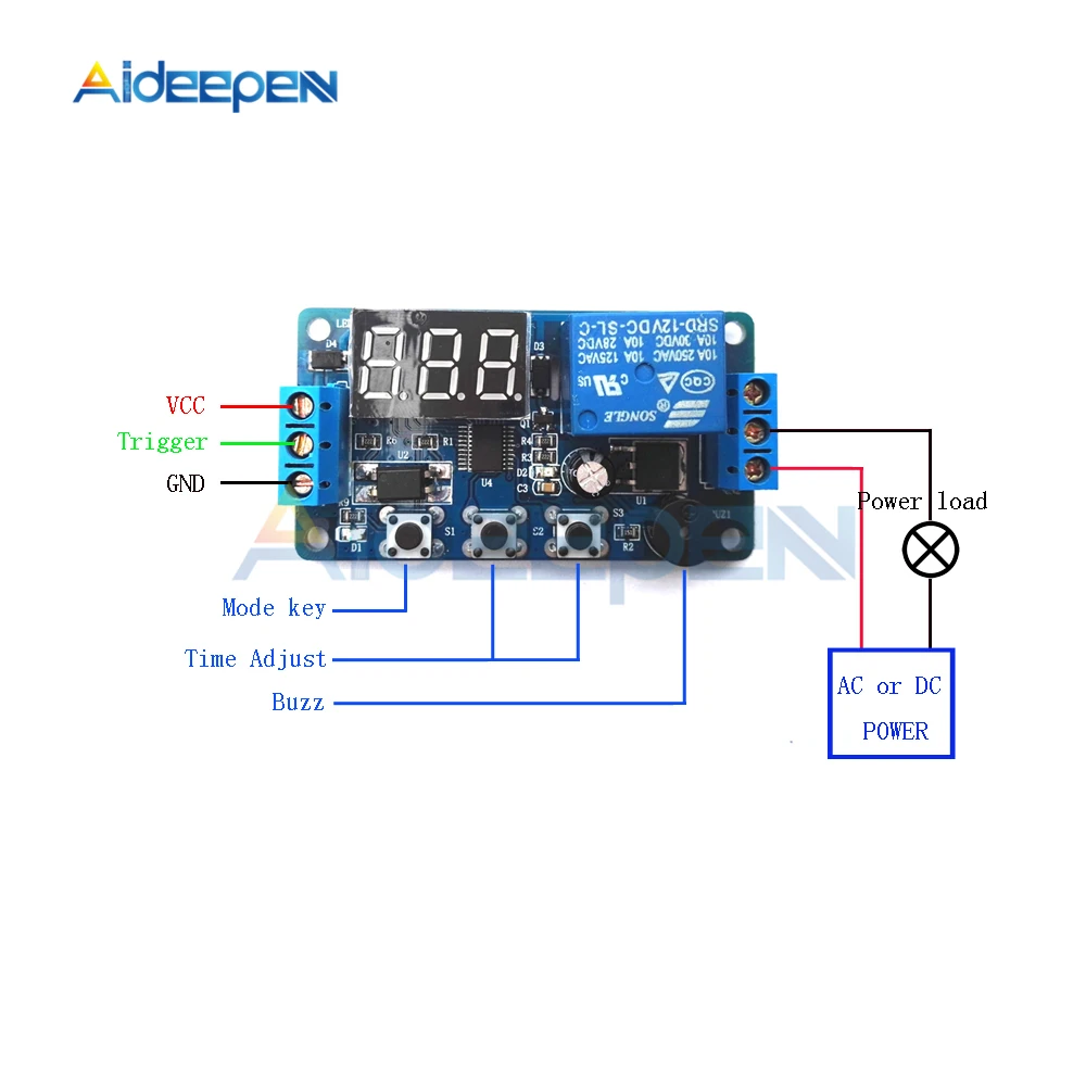 DC 12V Цифровой светодиодный дисплей реле времени задержки модуль управления