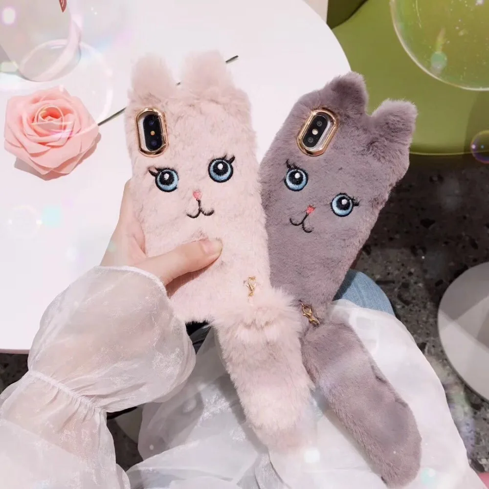 

Creativity cute frosted eye rabbit ears grid for iphone6s 7 plus phone case protective sleeve female