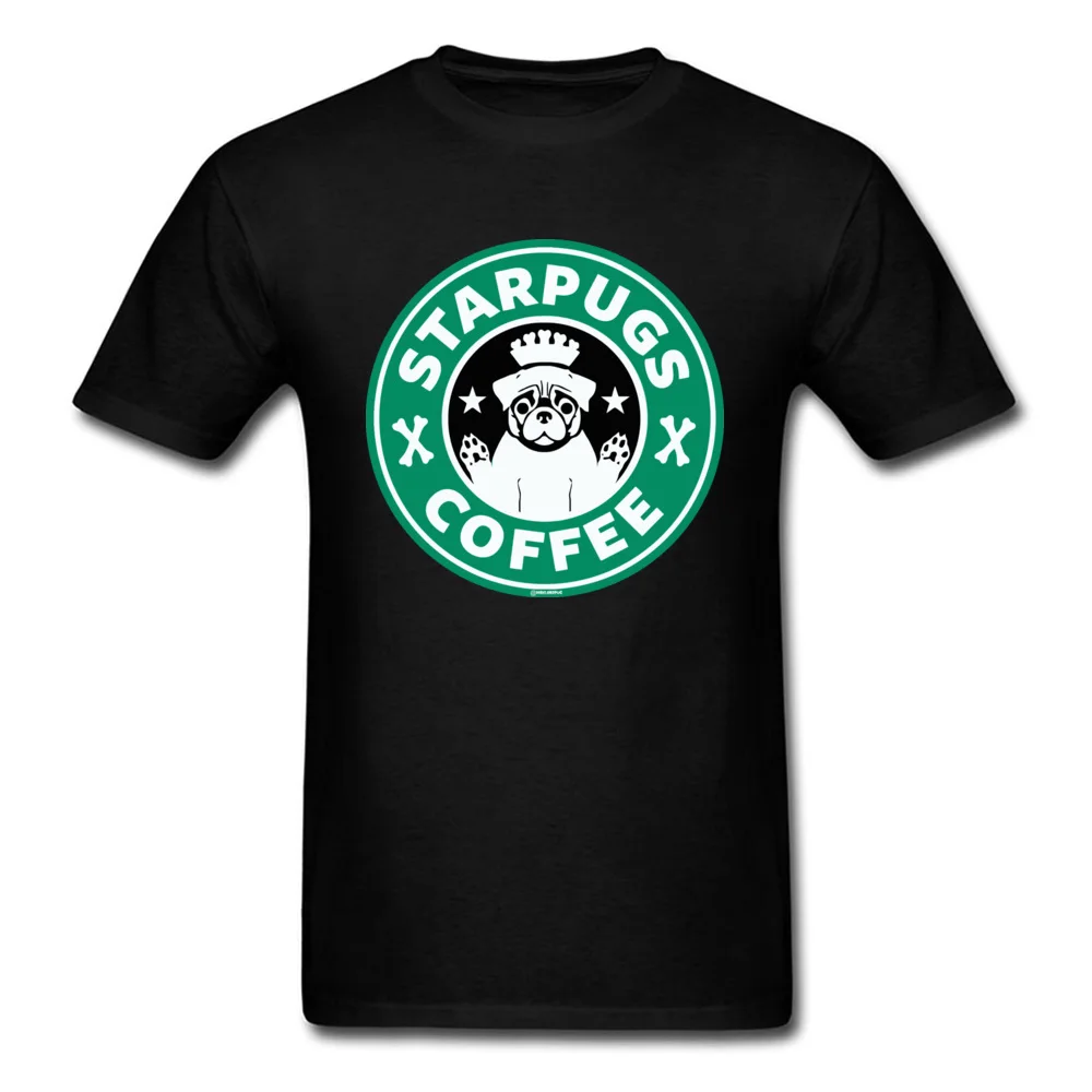 Men Dominant Comics Tops T Shirt Round Neck NEW YEAR DAY Cotton Fabric T-shirts Funny Short Sleeve Starpugs Coffee T Shirts Starpugs Coffee black