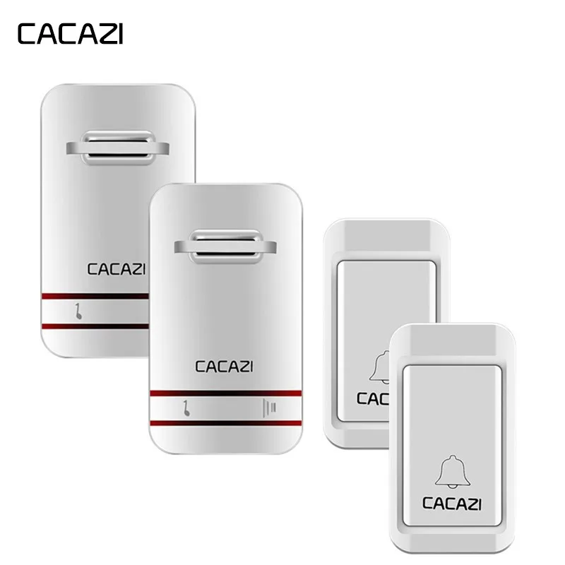 

CACAZI Self Powered Wireless Doorbell Waterproof No Battery 2 Button 2 Receiver EU US UK Plug Home Call Ring Door Bell 38 Chimes