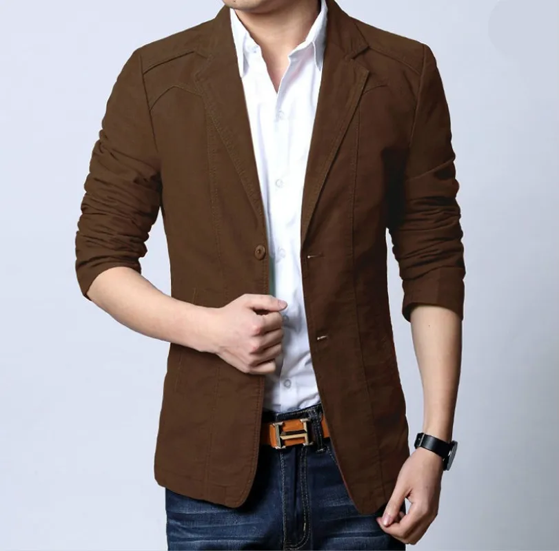 

Fashion Mens Korean Slim Fit Cotton Casual Blazer Suit Jacket Plus Size S-5XL Male Formal Business Blazers Mens Coat Wedding
