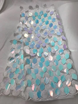 

The latest French Nigeria lace fabric 2019 high quality tulle African lace fabric wedding French sequined tulle lace CD32111