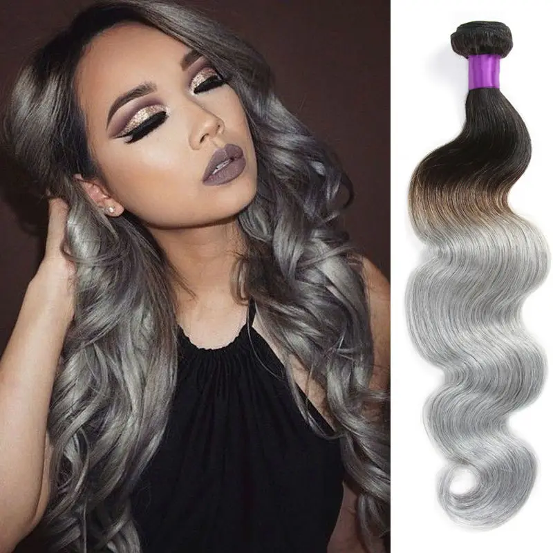 8a Brazilian Body Wave Grey Hair Weave 4 Bundles Brazilian Grey