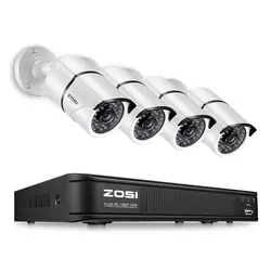 ZOSI 1080 P HD-TVI безопасности Камера Системы, 4 канала 4 в 1 DVR Регистраторы и (4) 2.0MP 1920TVL защита от атмосферных воздействий Камера s