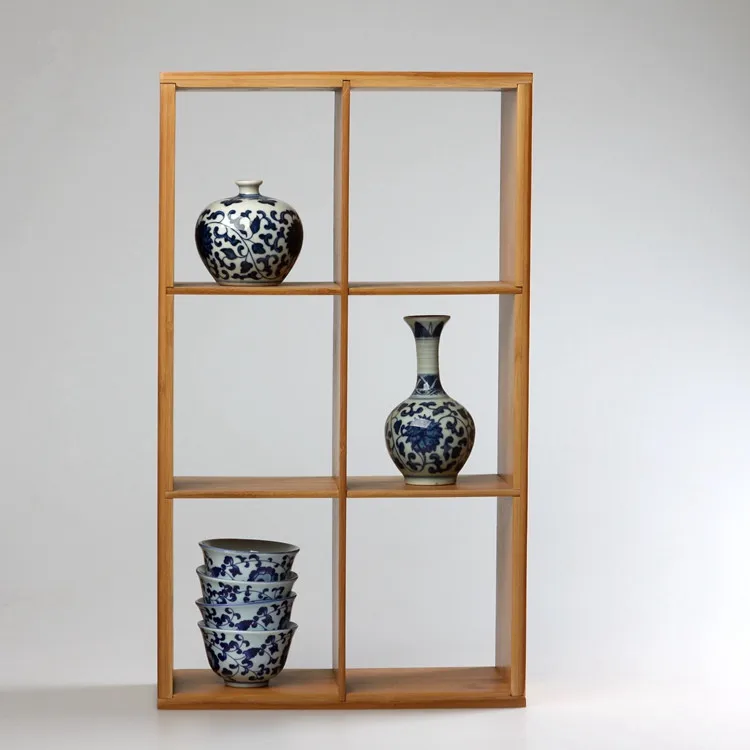 Mensola di bambù naturale tè plaid retro semplice rack di stoccaggio supporto di tazza ornamenti curiosità