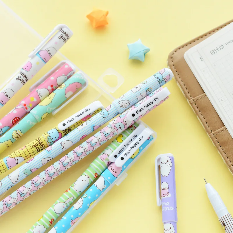 4 set/Lot Happy animal gel pens 0.5mm ball 10 color ink All black