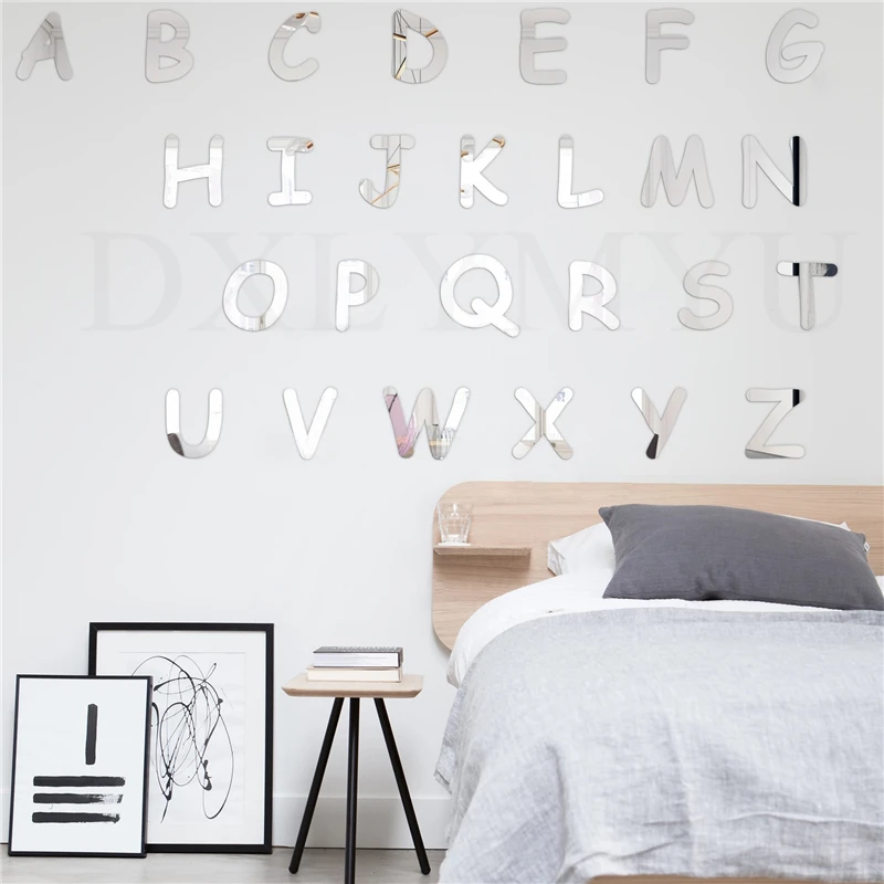 

Creativity English Letters 3D Decorative Mirror Wall Stickers Store Home Room Sign Name Title Kids Baby Children Room Decor