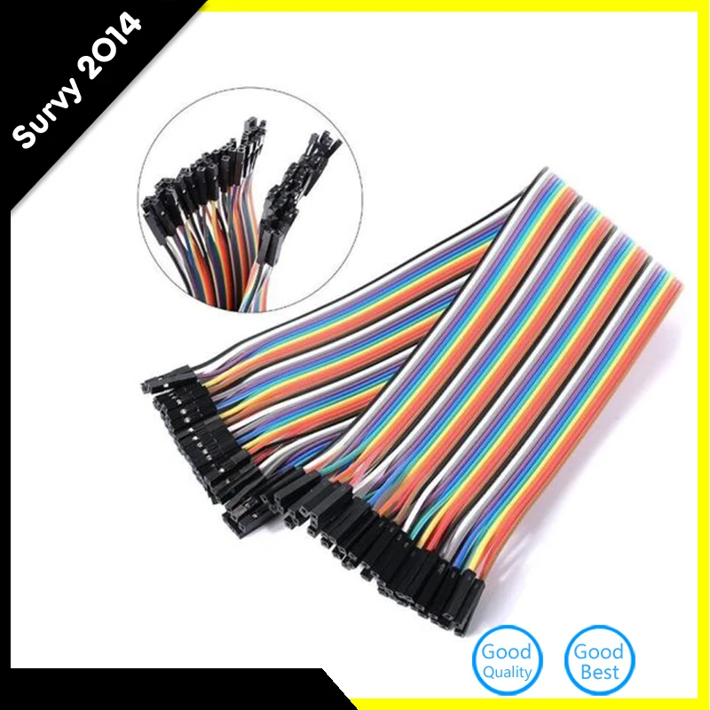 40pcs in Row Dupont Cable 20cm 2.54mm 1pin 1p-1p Female to Female jumper wire