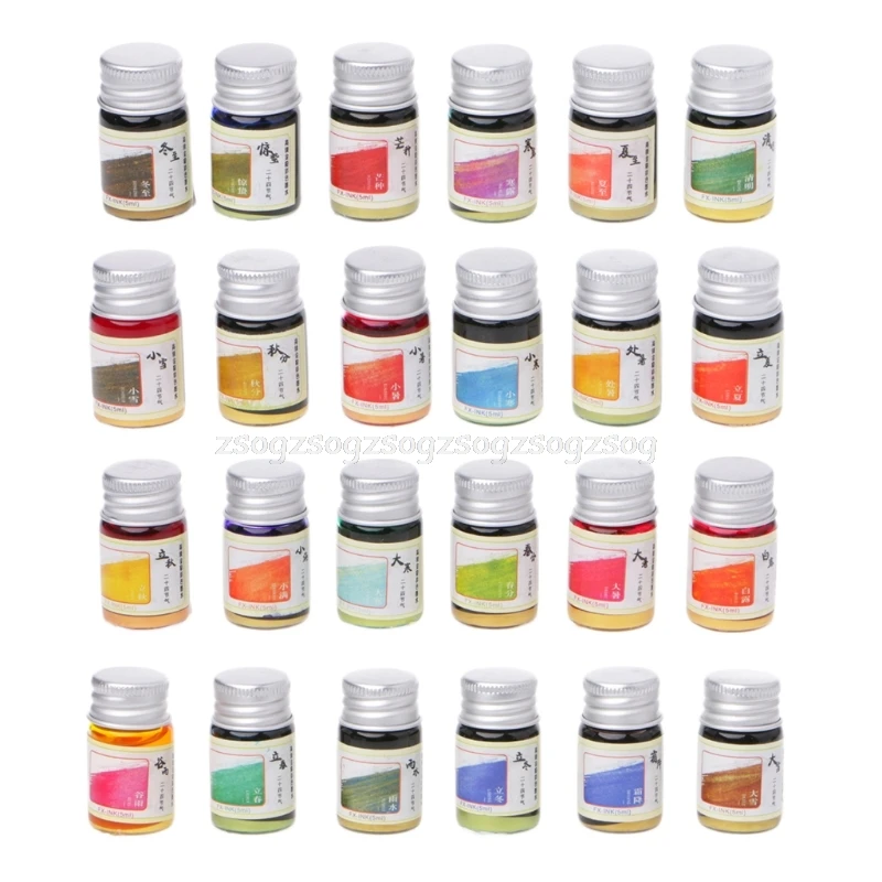 

24 Solar Terms Luminous Paint Gold Powder Colored Bottled Fountain Pen Ink O25 Dropship