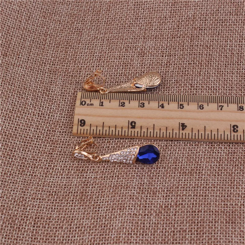 Clip on Earrings for Women 12 Colors Rhinestone Crystal Long Non Pierced Party Wedding