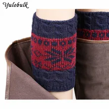 Новые рождественские вязаные гетры для женские ботинки манжеты зимние носки под сапожки шорты контрастных цветов Чехлы для обуви женские верх ботинок