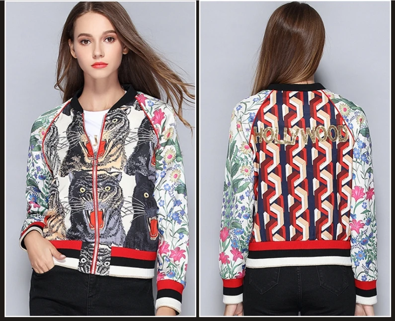 Подиумные дизайнерские женские куртки, Осенние Мультяшные тигры ...