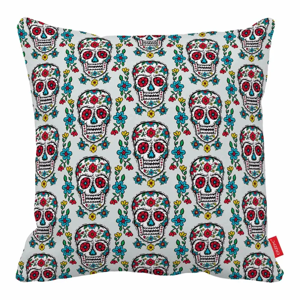 turquoise seamless floral sugar skulls print home decorative throw pillow almofadas decorate pillow sofa chair cushion - Decorative Pillows Cheap turquoise seamless floral sugar skulls print home decorative throw pillow almofadas decorate pillow sofa chair cushion - Decorative Pillows Cheap