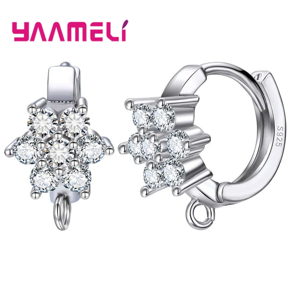 YAAMELI новая мода небольшой сверкающих кристалл проложили 925 пробы серебряные серьги для женщин Свадебные обручение ювелирных Вечерние