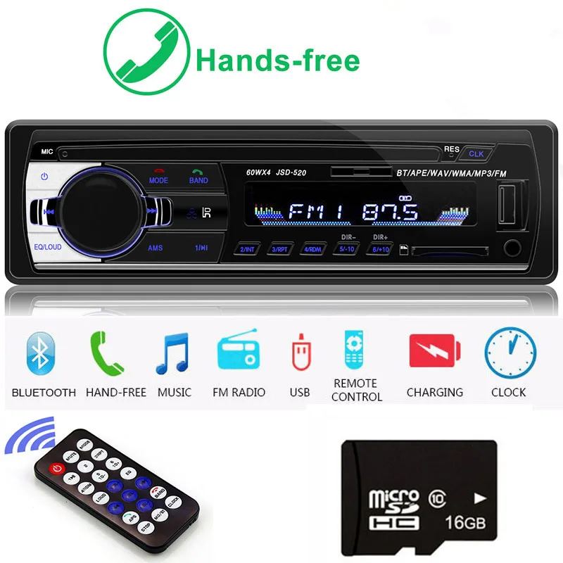 1 din автомобильный Радио JSD 520 Авторадио Стерео bluetooth аудио mp3 плеер usb sd aux вход oto