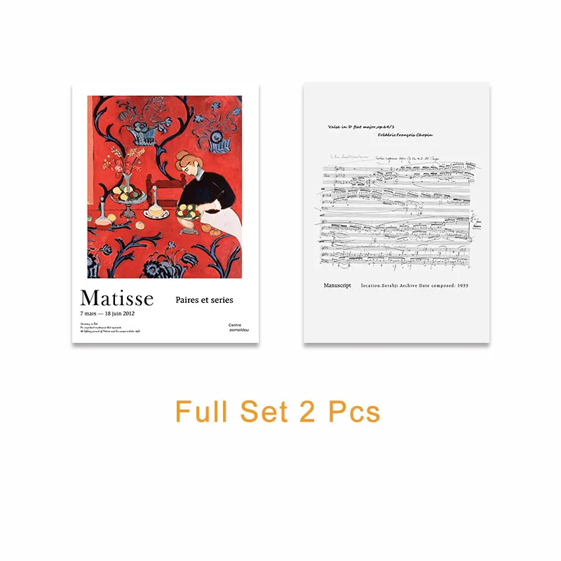 Full Set 2 Pcs Matisse простой модный современный Шопен музыка счет домашний декор живопись плакаты и художественная печать на холсте Настенная картина для гостиной - Цвет: Full Set 2 Pcs