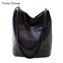 Schwarz Umhängetaschen Große Kapazität Eimer Tasche Haspe Frau Handtasche Solide Schultertasche Luxus Handtaschen Frauen Taschen Designer Tote
