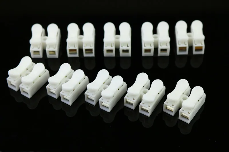 

10Pcs/lot 2p Spring Connector Wire With No Welding Screws Quick Connector Cable Clamp Terminal Block for LED Strip