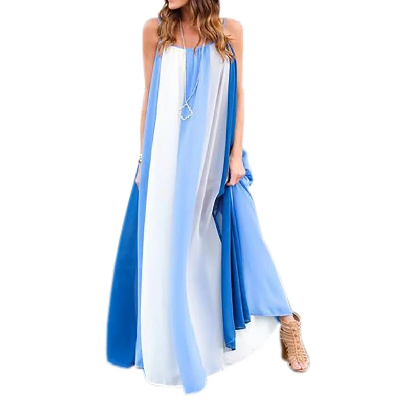 Summer Beach Dresses Women Sexy Spaghetti Strap Striped Maxi Sundress Sleeveless Boho Casual Swing Chiffon Long Dress Summer Beach Dresses Women Sexy Spaghetti Strap Striped Maxi Sundress Sleeveless Boho Casual Swing Chiffon Long Dress