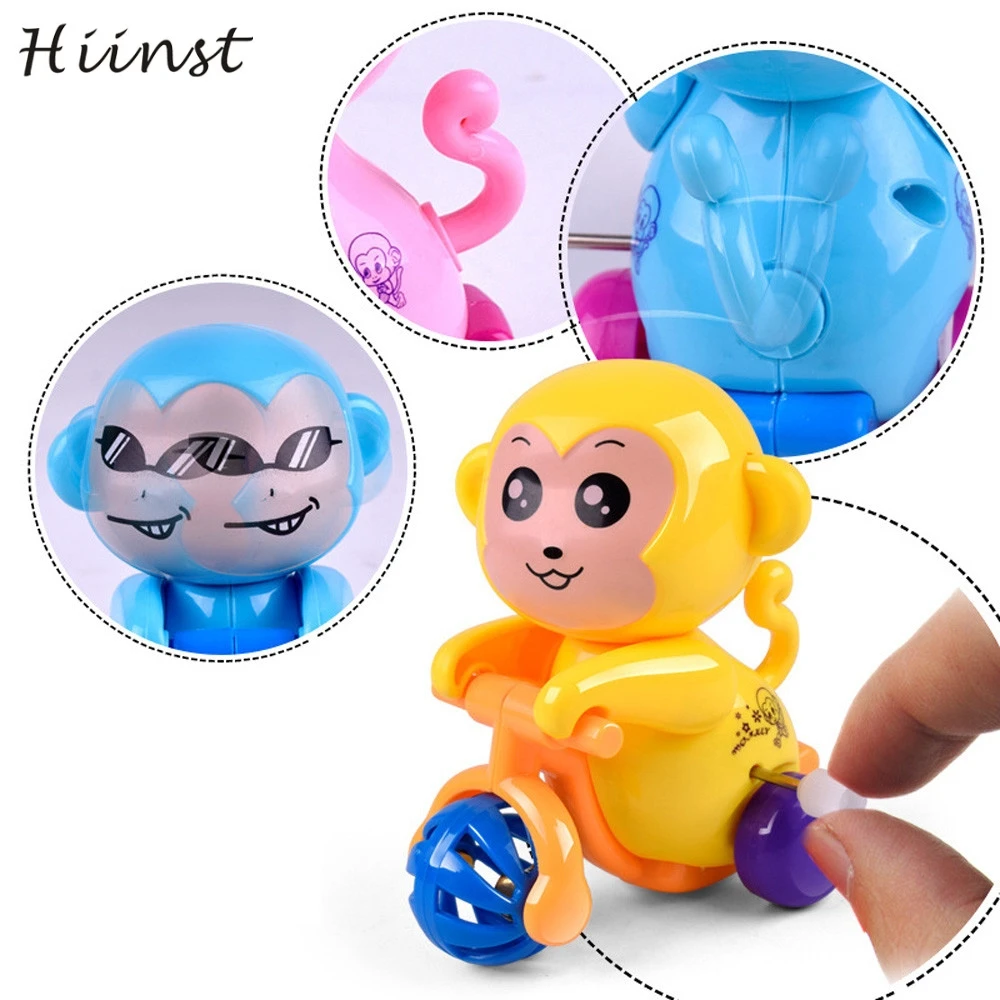 HIINST Colorful Lucu Clockwork Monyet Berderak Berliku Roda Tiga