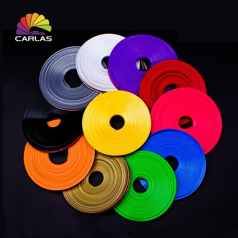 

Free shipping 8M/ Roll Car Styling Rim Moulding Trim Hub Wheel Stickers strip Tire Guard Line Rubber Wheel Protector