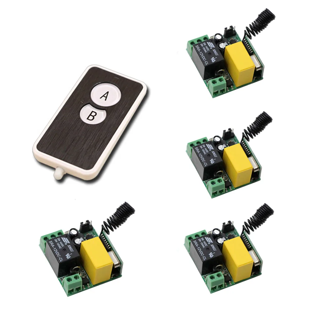 Smart Home 4pcs Receivers & Transmitter 220V 1CH 10A RF Wireless Remote
