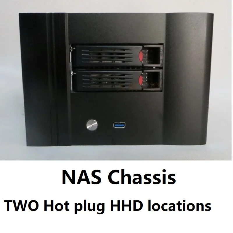 Серверный корпус NAS малое хранилище 2-bay ITX алюминиевая панель NVR чехол для