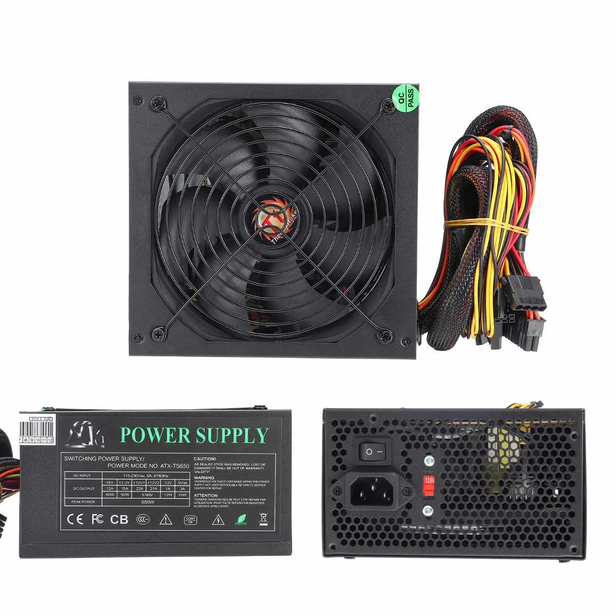 650 W وحدة إمداد الطاقة للكمبيوتر مع 14 سنتيمتر LED مروحة كاتمة للصوت 110 ~ 220 V 24 دبوس PCI SATA ATX 12 V PC مصدر إمداد الطاقة لسطح المكتب