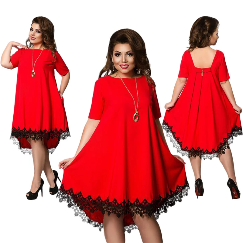 Wipalo женское платье большого размера с кисточками в стиле пэтчворк, повседневное свободное платье размера плюс, женская одежда, L-6XL, синее, красное шифоновое платье - Цвет: Red