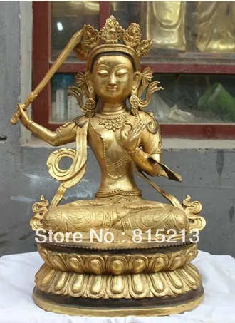 

wang 000316 Chinese Tibet Tibetan Buddhism Gilt Bronze statue Manjushri Buddha Sculpture