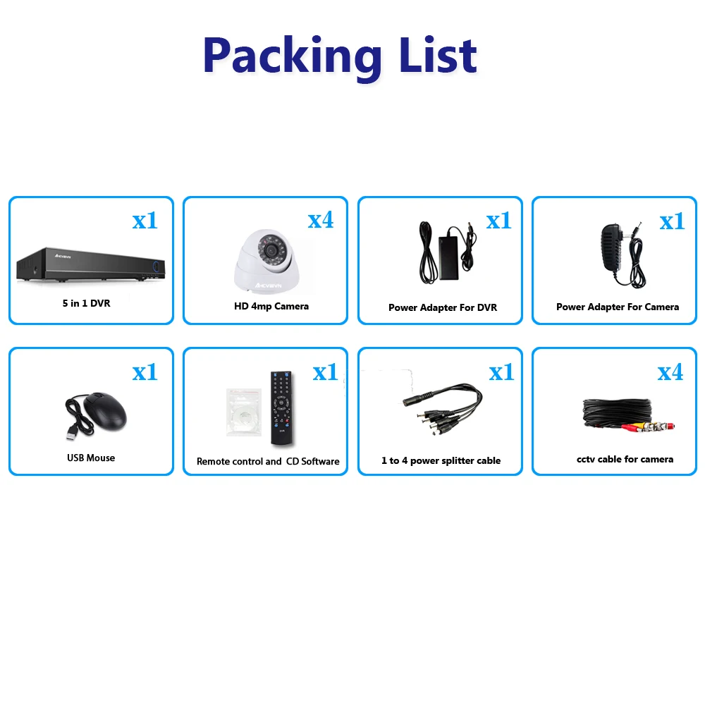 4 CH Security Camera System CCTV System DVR Security System 4CH 4 x 4MP Security Camera 4.0mp Camera DIY Kits