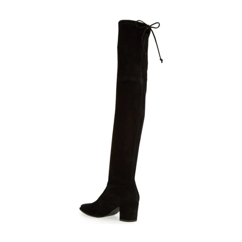 Fsj01 Fsj Sobre Tacón Botas Zapatos fsj04 Elástico Tamaño Vestido Punta Estrecha Chunky Largo Casual Grande La Negro fsj02 Suede Rodilla Alto fsj03 Mujer qvw4HxU