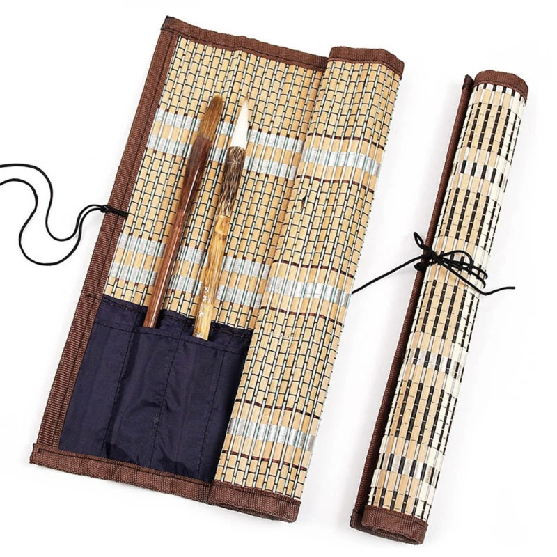 

Painting Brush Holder Bamboo Rolling Bag Calligraphy Pen Case Curtain Pack For Art Supplies