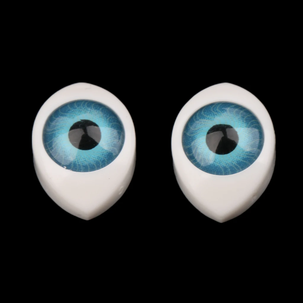 4 Color 8pcs Oval Hollow Back Plastic Eyes For Doll Mask DIY 9mm 2 in blue-green, 2 in brown, 2 in blue and 2 in green