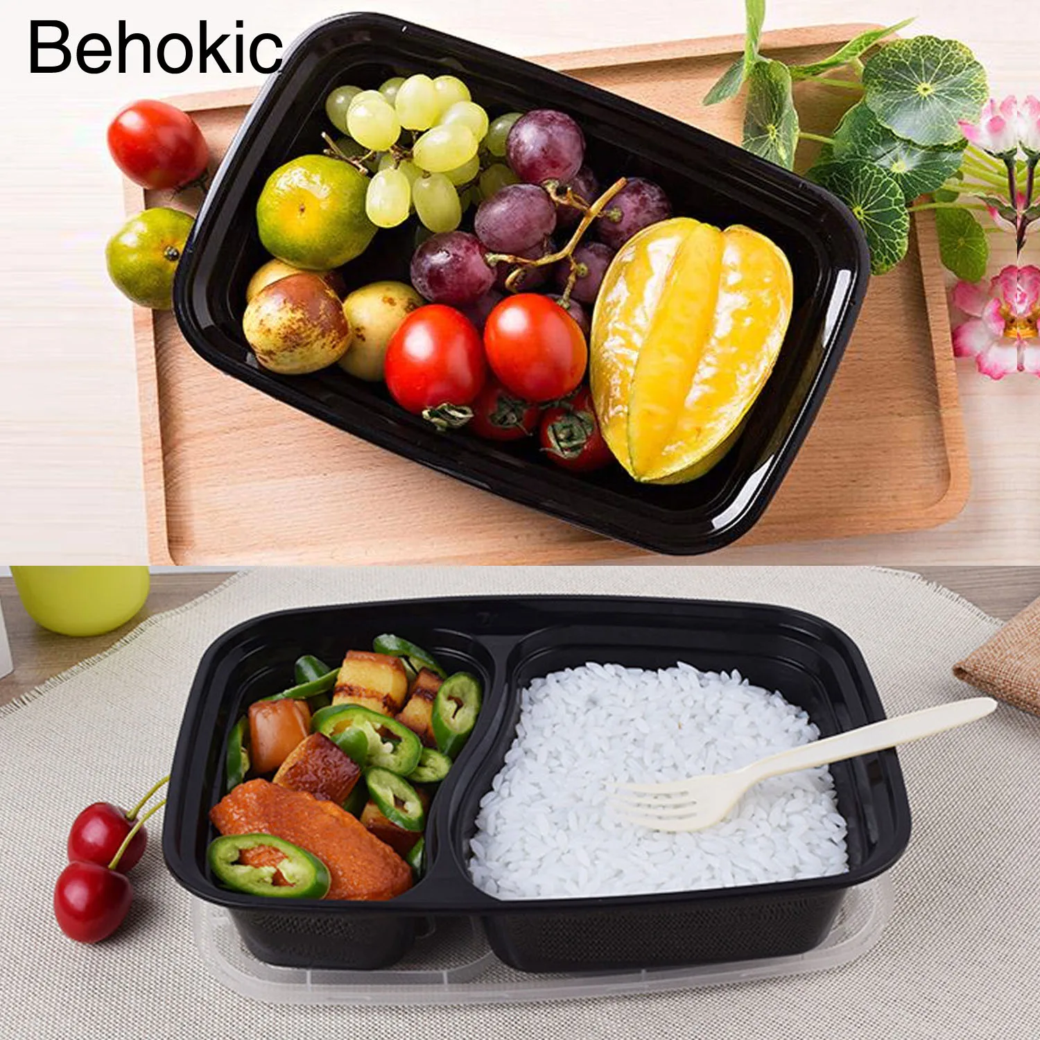 Behokic 10 Pack Disposable Plastic Food Storage Containers Lunch Box