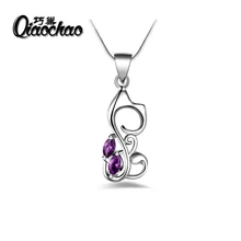 Classic JEWELS Cute Cat Pendants Necklace with 1.8 Carat Austrian Zircon Rhinestone Necklace for Women P184