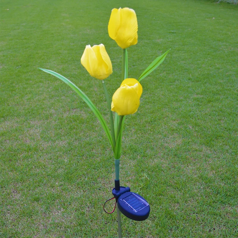 Beautiful Tulips flower lights 3 LED Flower Solar Lamps Garden Yard