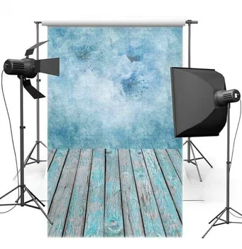 

Blue Bokeh Flower Old Wood Floor photo backdrop Vinyl cloth High quality Computer Print wedding Photography Backgrounds