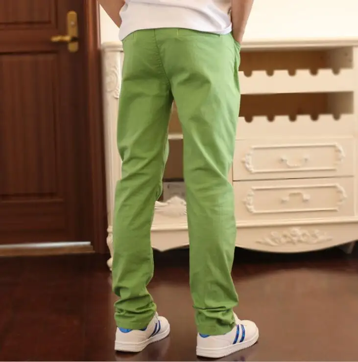 Новинка года, весенне-осенние штаны для мальчиков, 7 цветов Детские хлопковые брюки модная детская одежда повседневные тонкие школьные штаны для мальчиков-подростков - Цвет: green