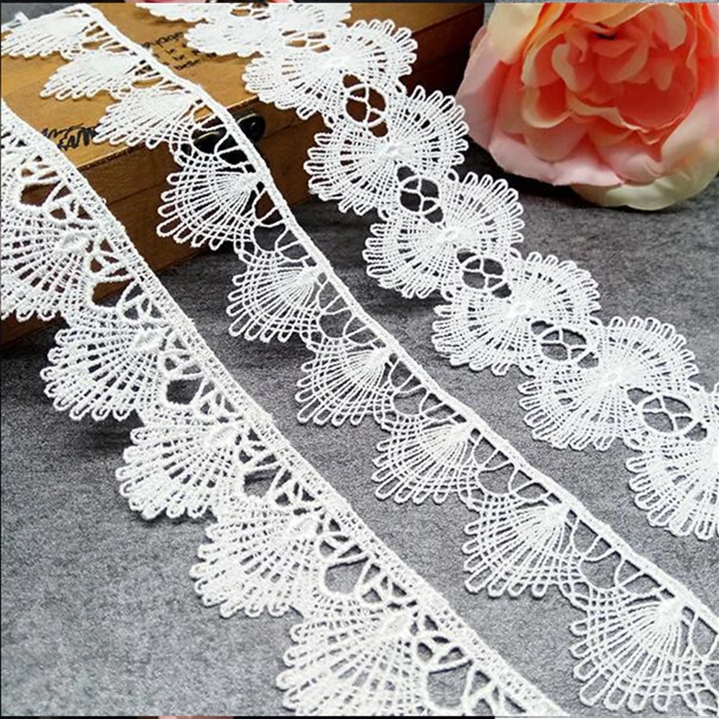 2Meters White Gauze Embroidery Lace Trims Hem Sewing Edge Ribbon