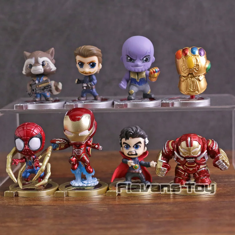 

Avengers Infinity War Iron Man Captain America Rocket Hulkbuster Spiderman Doctor Strange Mini PVC Figures Toys Dolls 8pcs/set