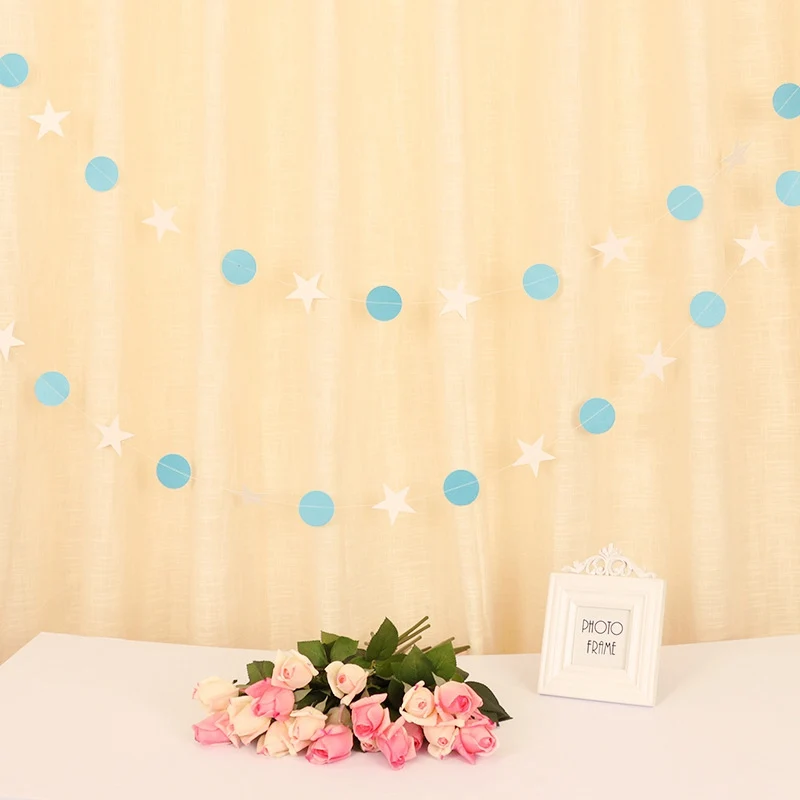 round white star 1pc Бумажные цветы-шары День рождения pull флаг Золотой синий розовый бумажные гирлянды струны pull flower воздушный шар с дизайном «любовь» День Рождения украшения набор - Цвет: round white star 1pc
