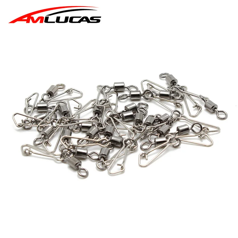 Amlucas 20pcs/lot Connector Barrel Swivels Rolling Swivels with Nice Snap stainless steel fishing Hook Connector Link WW298 Amlucas 20pcs/lot Connector Barrel Swivels Rolling Swivels with Nice Snap stainless steel fishing Hook Connector Link WW298