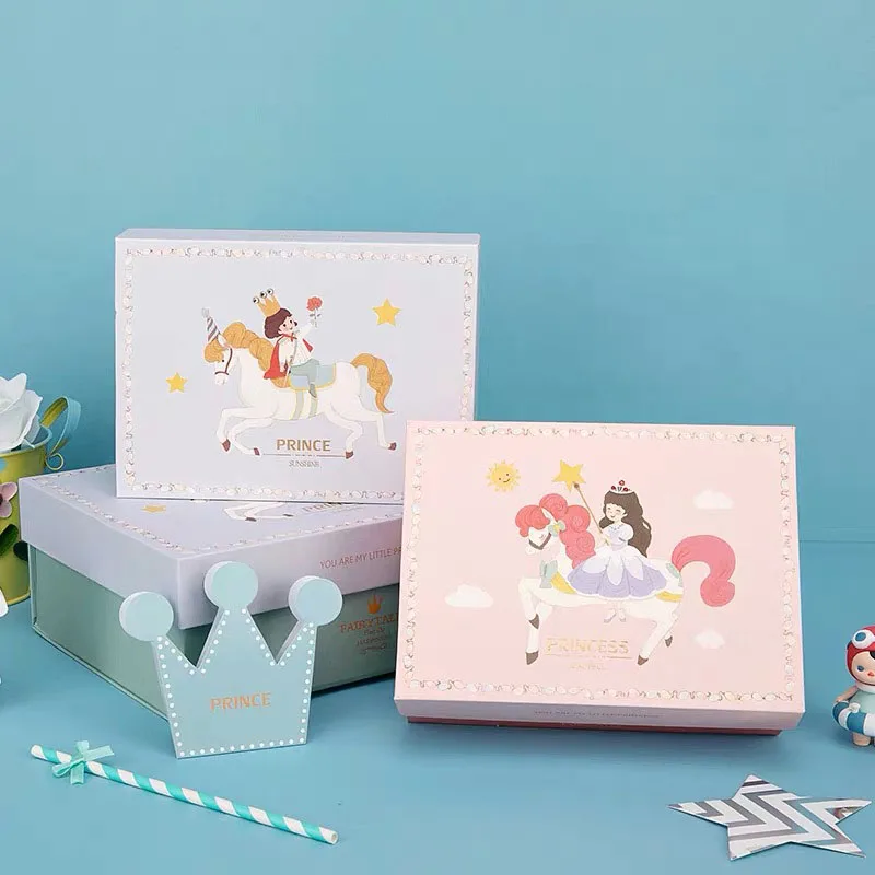 

DIY Gift Box Blue Prince/ Pink Princess Gift Boxes for Kids Boys & Girls Birthday Party Baby Shower Favors box Large Size