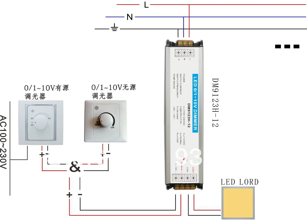 AC220V 0-10В светодиодный диммер и светодиодный драйвер 1 канал Вход AC50 до 220 V выходом 75 Вт Модель: DM9123H-V 75 W серии