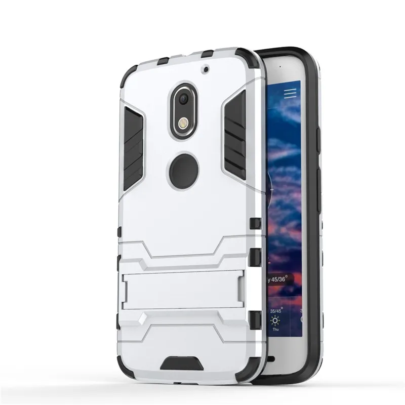 Phone Case Luxury Bag Dual Layers Shockproof  Armor Plastic TPU Rugged Hybrid Shell Case Cover with Kickstand for Motorola Moto E3 E 3  (13)