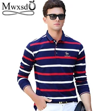 Mwxsd, Брендовые мужские полосатые хлопковые рубашки поло с длинным рукавом, высокое качество, мужская рубашка-поло из мягкой ткани, Мужская Повседневная рубашка поло, теннисные Поло