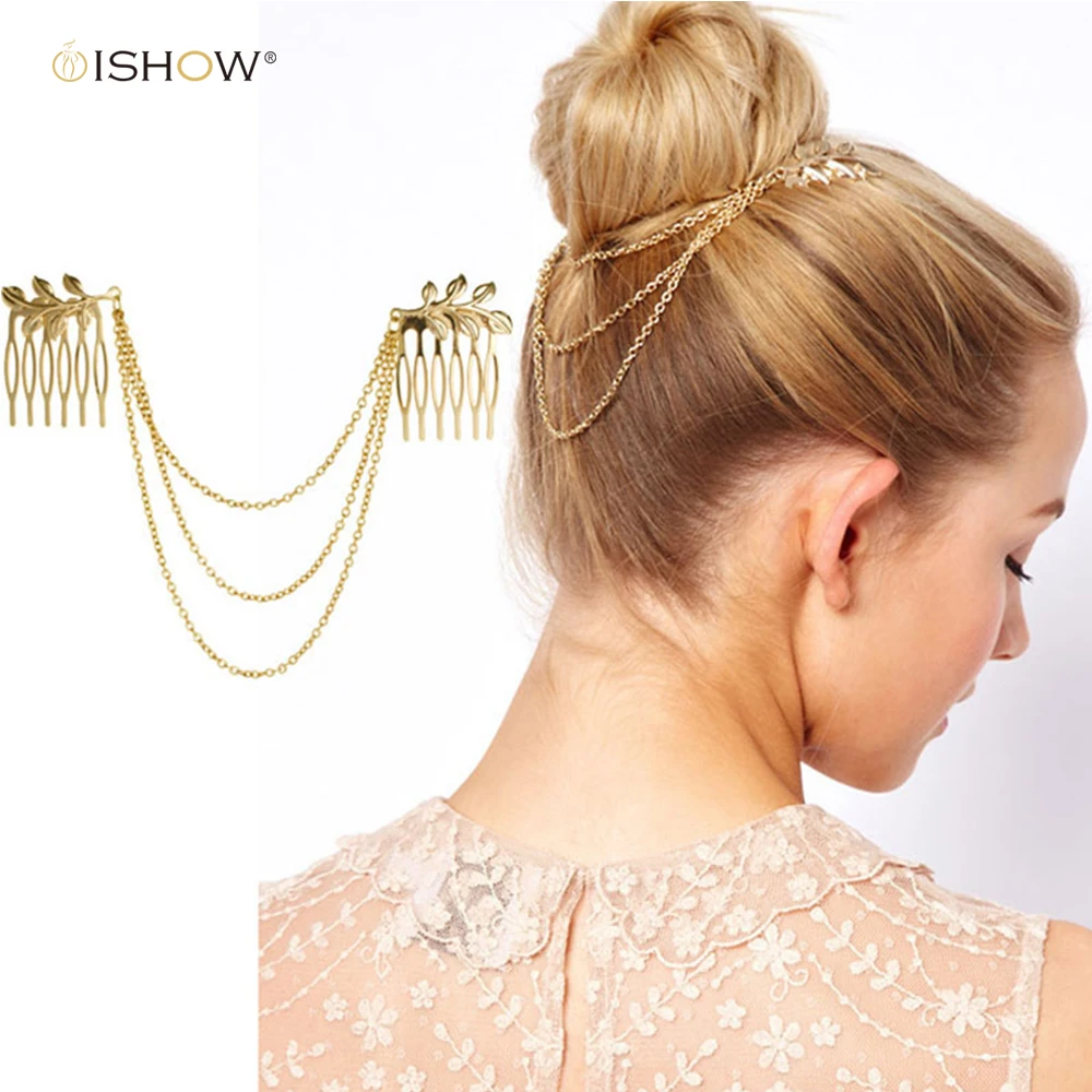 Tiara Female bijoux cheveux hair accessories hair combs gold color