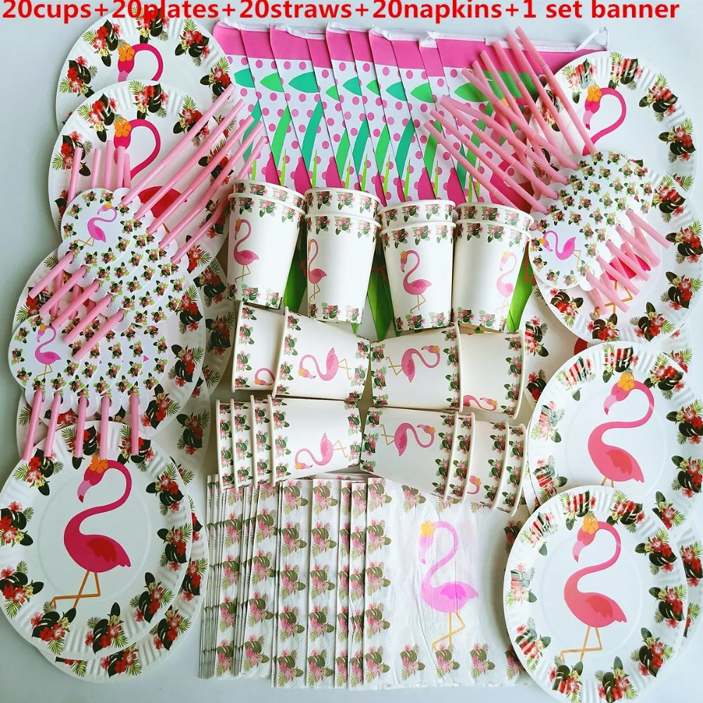 New 81pcs flamingo happy Birthday Party Decorations Kids Adult baby